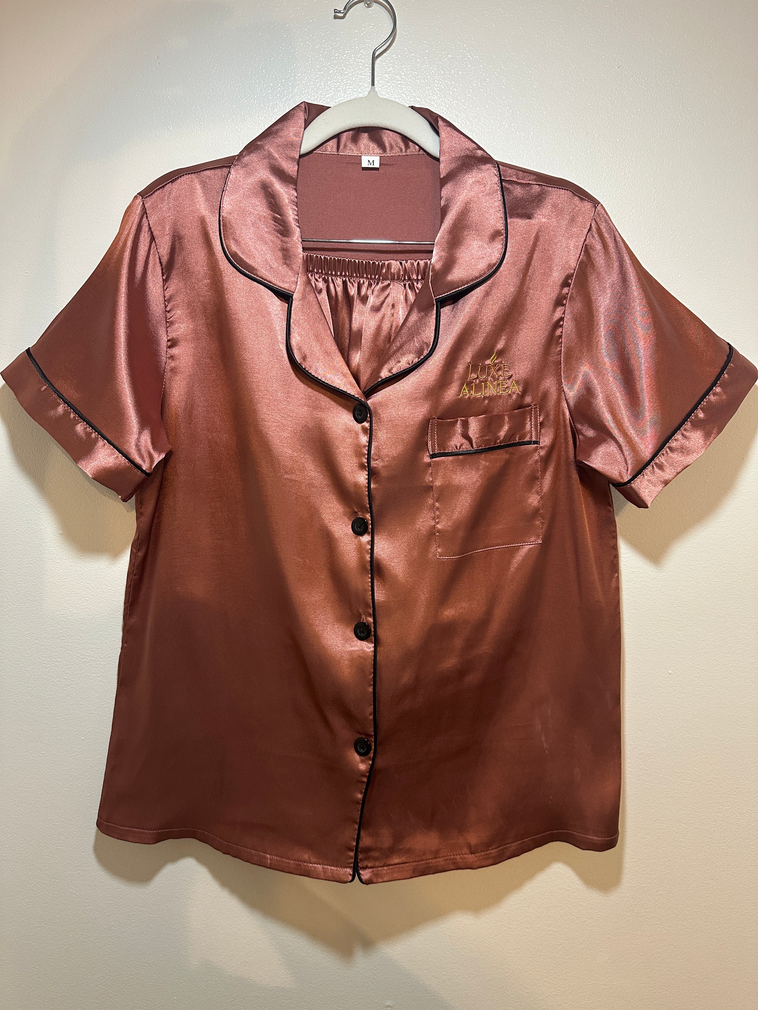 Satin Two-Piece Shorts Set Pajamas