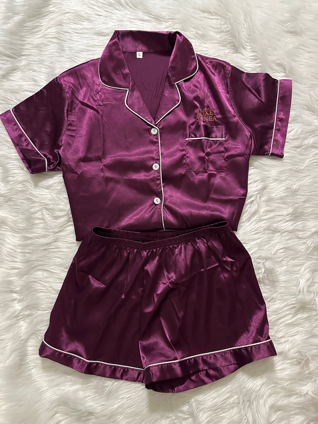 Satin Two-Piece Shorts Set Pajamas